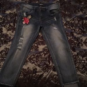 Dollhouse Embroidered Cropped Ankle Jean